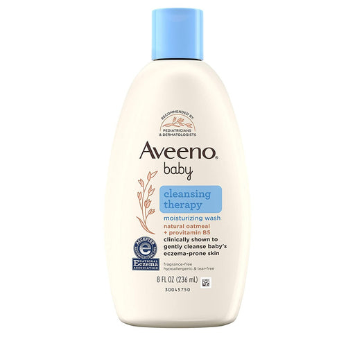 Aveeno Baby Aveeno Baby Moisturizing Wash, Cleansing Therapy 8 Fl Oz Baby & Toddler White Smoke