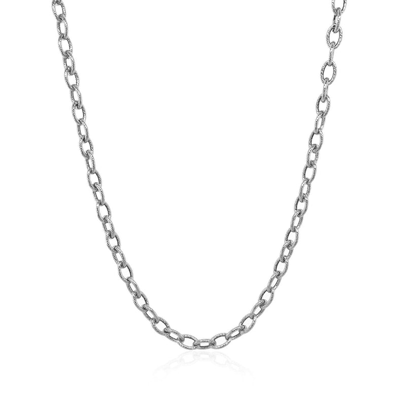 Bids.com 3.5mm 14k White Gold Pendant Chain with Textured Links Necklaces