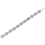 Bids.com .925 Sterling Silver 7x7 mm Cushion Cut Purple Amethyst and 1/10 cttw Round Cut Diamond Square Shape Tennis Bracelet (I-J Color, I1-I2 Clarity) - 7" Bracelets