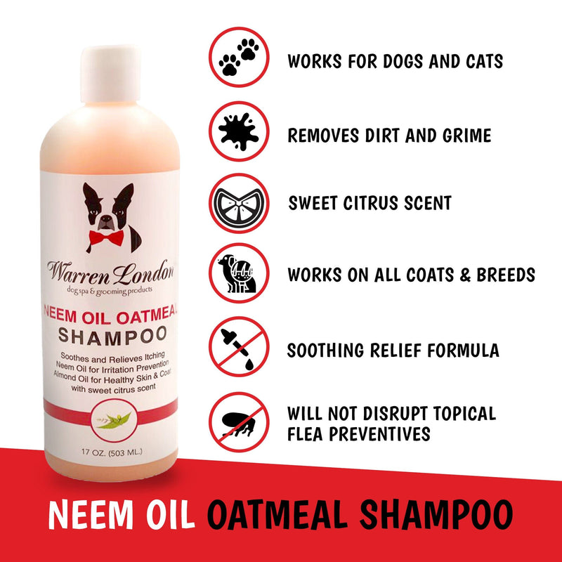 Warren London Neem Oil Oatmeal Shampoo - Soothes and Prevents Itching - Professional Size Grooming Size Product
