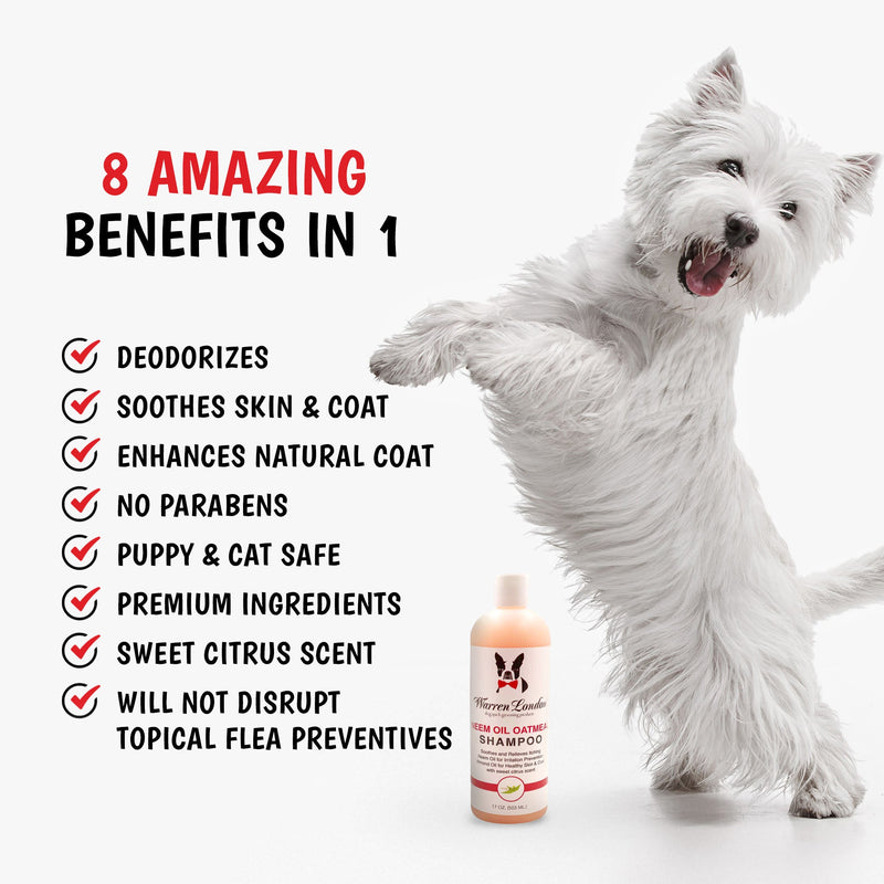 Warren London Neem Oil Oatmeal Shampoo - Soothes & Relieves Itching - Insect Repellant Dog Shampoo