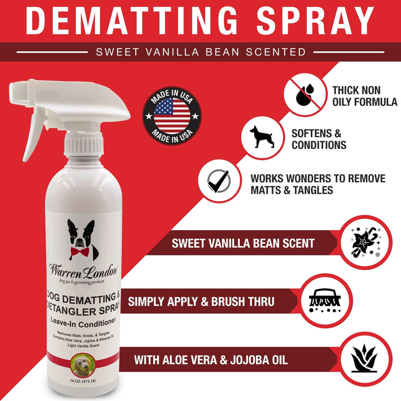 Warren London Dog De-matting and Detangler Spray - Leave-In Conditioner Spa Product