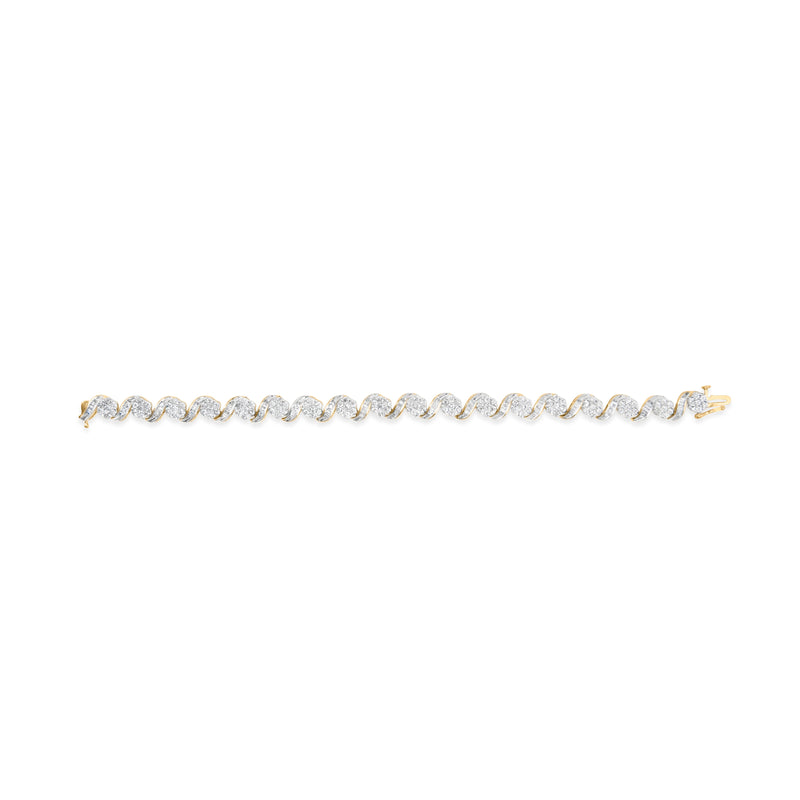 Bids.com 10k Yellow Gold 5.00 Cttw Round-Cut and Baguette-Cut Diamond Floral Link 7.25" Bracelet (I-J Color, I2-I3 Clarity) Bracelets
