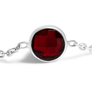 Bids.com .925 Sterling Silver Checkerboard Cut Red Garnet Bezel Station Necklace - 22" Inches Necklaces