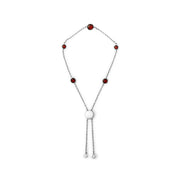 Bids.com .925 Sterling Silver Bezel Set Red Garnet 5 Station Adjustable Bolo Bracelet Bracelets