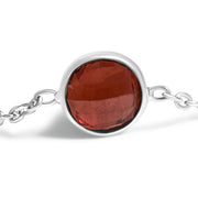 Bids.com .925 Sterling Silver Bezel Set Red Garnet 5 Station Adjustable Bolo Bracelet Bracelets