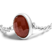 Bids.com .925 Sterling Silver Bezel Set Red Garnet 5 Station Adjustable Bolo Bracelet Bracelets