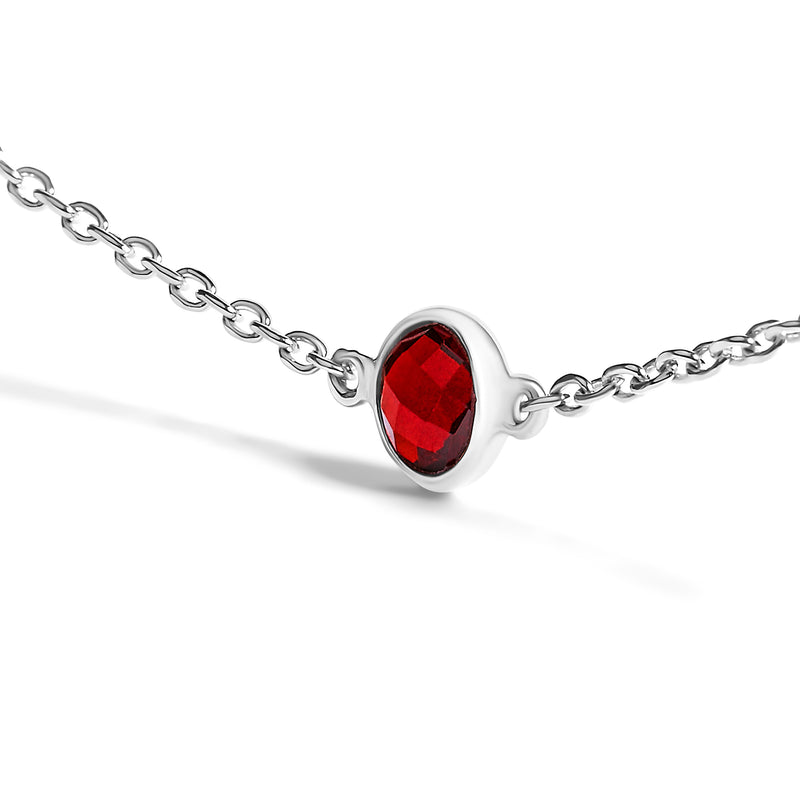 Bids.com .925 Sterling Silver Bezel Set Red Garnet 5 Station Adjustable Bolo Bracelet Bracelets