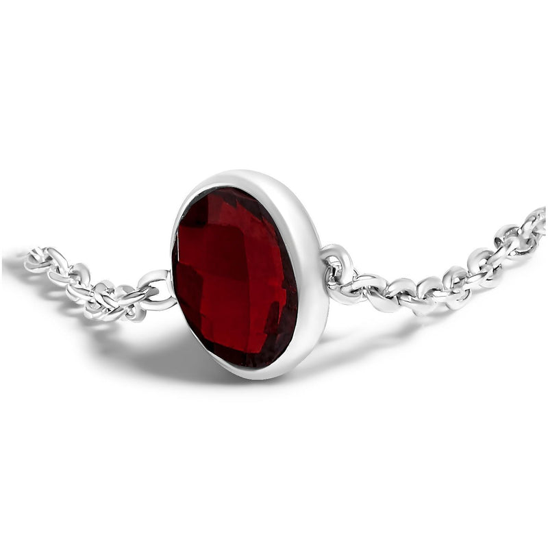 Bids.com .925 Sterling Silver Bezel Set Red Garnet 5 Station Adjustable Bolo Bracelet Bracelets
