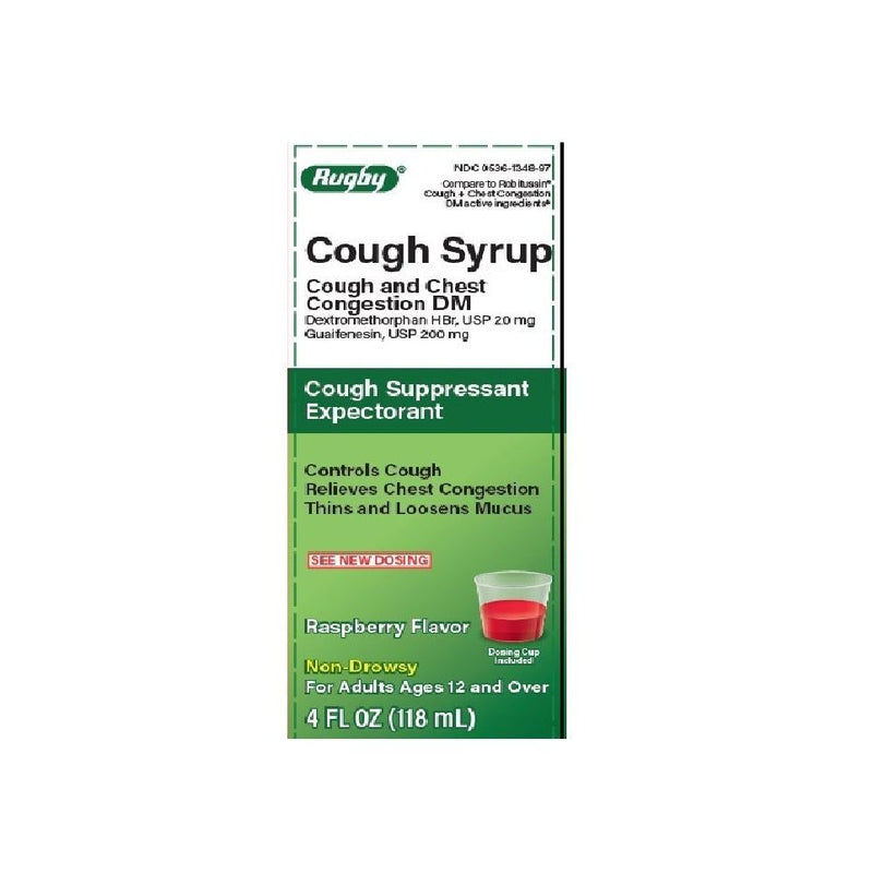 Rugby Rugby Cough Syrup DM Raspberry Non-Drowsy - 4 Fl Oz Syrup