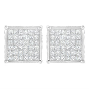 Bids.com 10K White Gold 2ct TDW Princess-Cut Composite Diamond Stud Earring (I-J ,I2-I3) Earrings