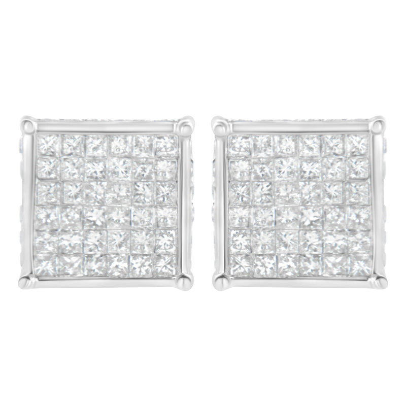 Bids.com 10K White Gold 2ct TDW Princess-Cut Composite Diamond Stud Earring (I-J ,I2-I3) Earrings
