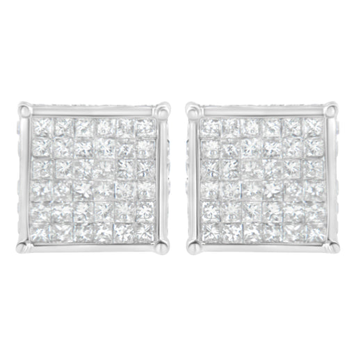 Bids.com 10K White Gold 2ct TDW Princess-Cut Composite Diamond Stud Earring (I-J ,I2-I3) Earrings