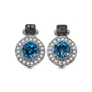 Bids.com 1.20 Carat Genuine Swiss Blue Topaz and 0.30 ct.t.w Genuine Diamond Accents Sterling Silver Earrings Earrings