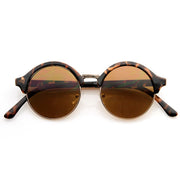 zeroUV Dapper Half Frame Circle Vintage Steampunk Sunglasses 8583 Sunglasses
