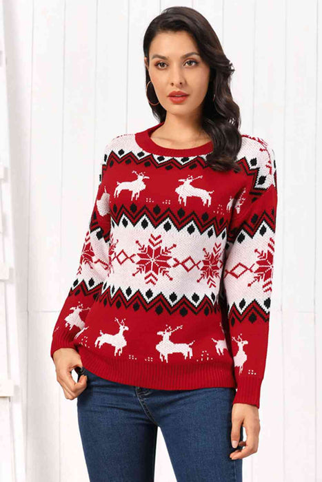 Reindeer Round Neck Sweater by VYSN