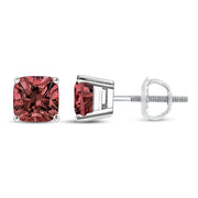 Bids.com 14K White Gold 1 1/2 Cttw Lab Grown Pink Cushion 4-Prong Set Classic Diamond Solitaire Stud Earrings (Pink Color, VS1-VS2 Clarity) Earrings
