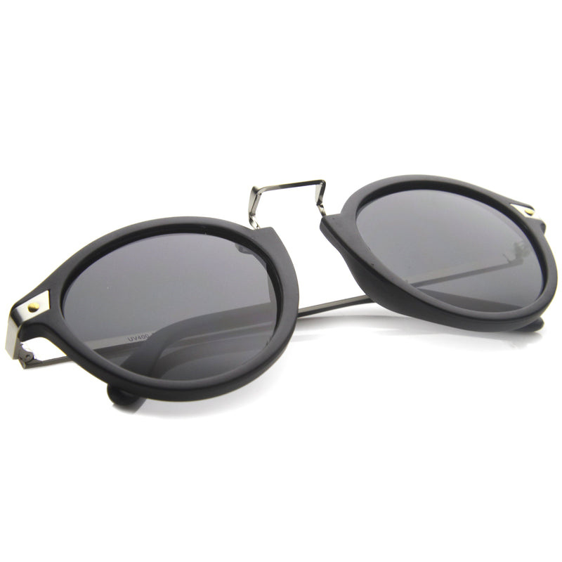 zeroUV Vintage Steampunk Inspired Round Horned Rim Frame Sunglasses 8591 Sunglasses