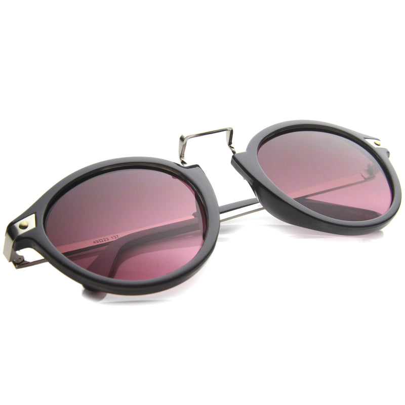zeroUV Vintage Steampunk Inspired Round Horned Rim Frame Sunglasses 8591 Sunglasses