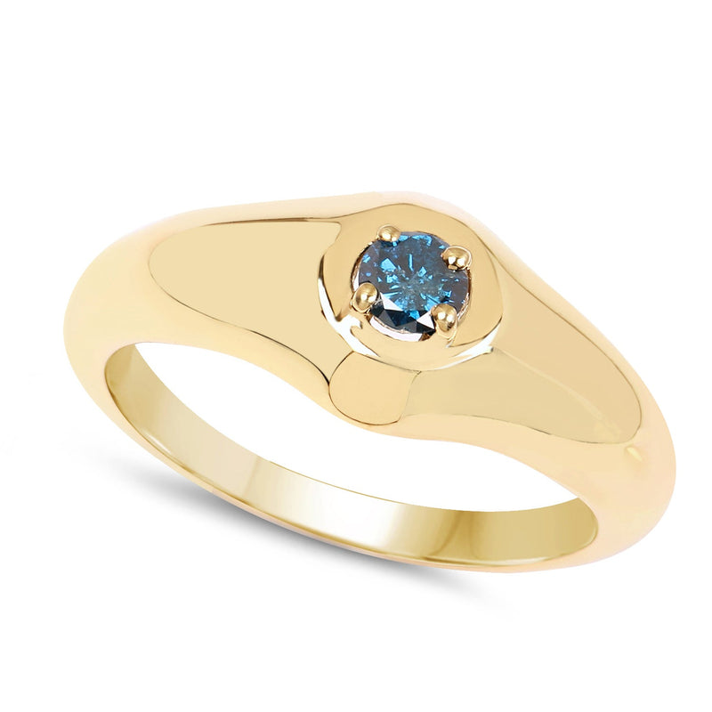 Bids.com 14K Yellow Gold Plated 0.20 Carat Genuine Blue Diamond .925 Sterling Silver Ring Rings