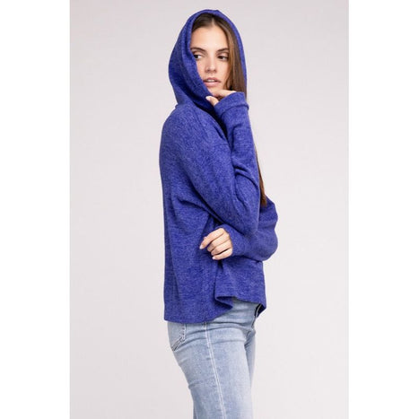 Hooded Brushed Melange Hacci Sweater