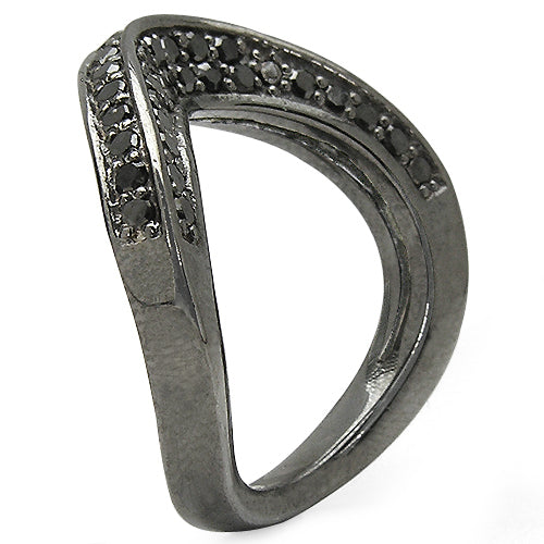 Bids.com 1.02 Carat Genuine Black Diamond .925 Sterling Silver Ring Rings