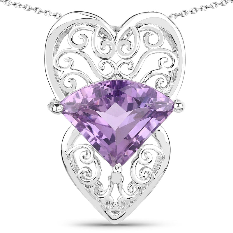 Bids.com 5.80 Carat Genuine Amethyst .925 Sterling Silver Pendant Pendants