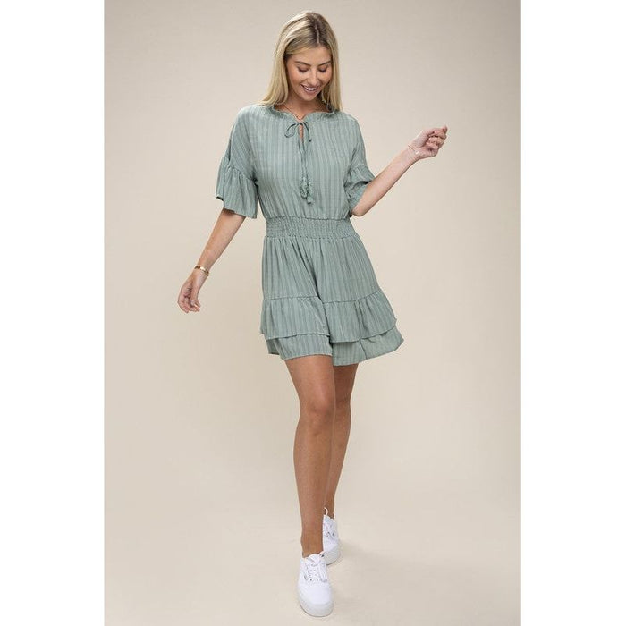 Tie Neck  Dress Layer Hem Dress