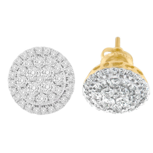 Bids.com 10K Yellow Gold Round Cut Diamond Earrings (1.5 cttw, H-I Color, I2-I3 Clarity) Earrings