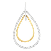 Bids.com 14K Two-Tone Gold Round Cut Diamond Double Burst Pendant Necklace (1.00 cttw, H-I Color, SI2-I1 Clarity) Necklaces