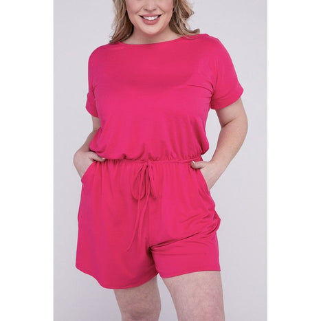 Plus Brushed DTY Romper with Pockets