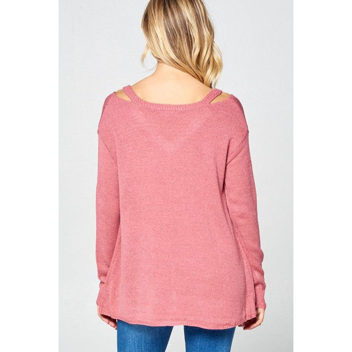 SOLID LIGHT KNIT V NECK SWEATER