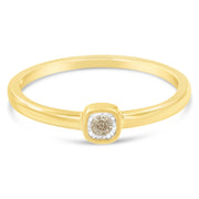 Bids.com 14K Yellow Gold Plated .925 Sterling Silver 1/20 Carat Diamond Square Cushion-Shaped Miracle Set Petite Fashion Promise Ring (J-K Color, I1-I2 Clarity) - Size 6 Rings