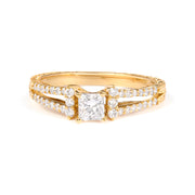 Bids.com 14K Yellow Gold Diamond 5/8 Cttw Princess Diamond Split Shank and Milgrain Engagement Ring (G-H Color, VS2-SI1 Clarity) - Size 7 Rings