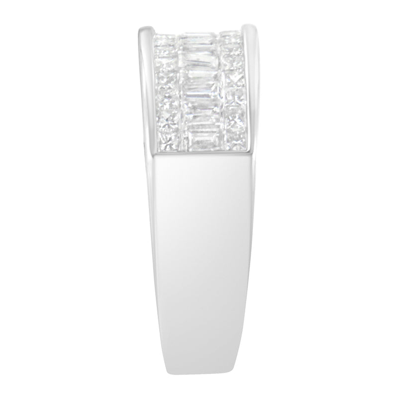 Bids.com 14K White Gold Princess and Baguette-cut Diamond Ring (1.0 Cttw, H-I Color, VS2-SI1 Clarity) - Size 6 Rings