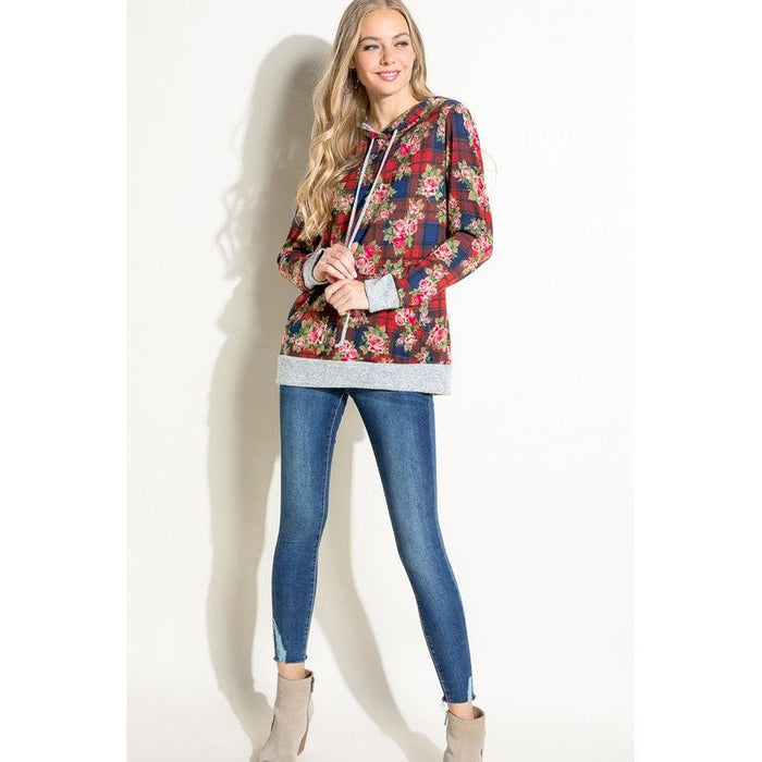 Plaid Floral Mix Sweatshirts