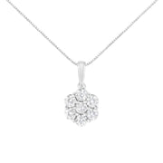 Bids.com 14K White Gold 2.00 Cttw Brilliant Round-Cut Diamond 7 Stone Flower Cluster 18" Pendant Necklace (H-I Color, SI2-I1 Clarity) Necklaces