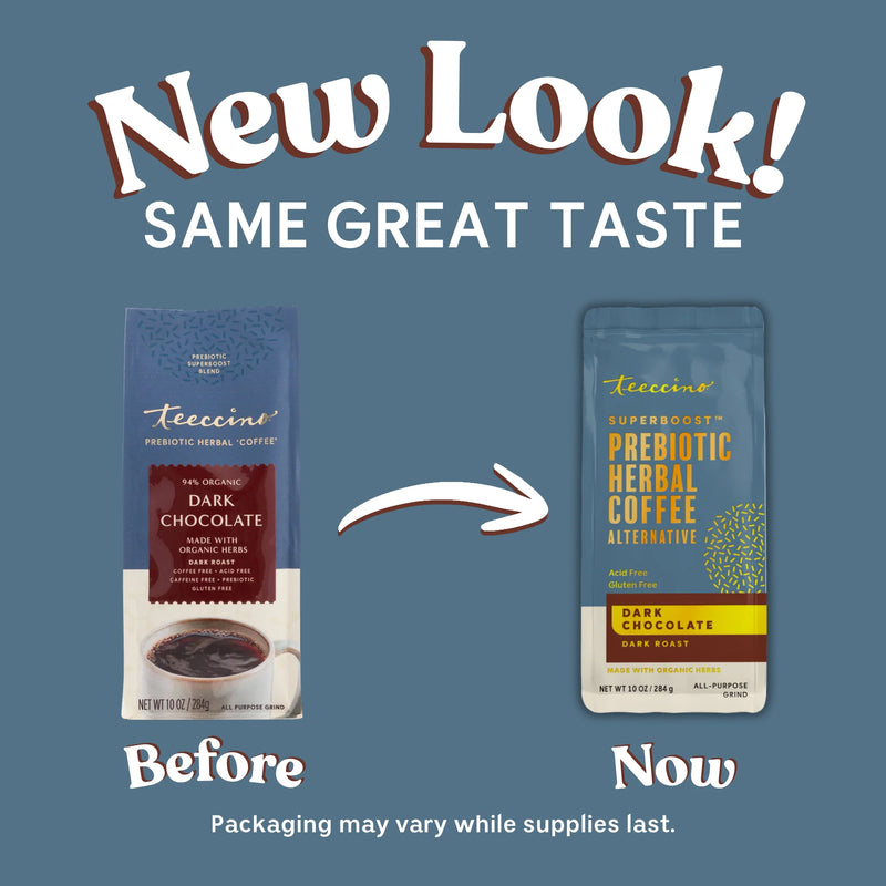 Teeccino Dark Chocolate Prebiotic SuperBoost Herbal Coffee Herbal Coffee