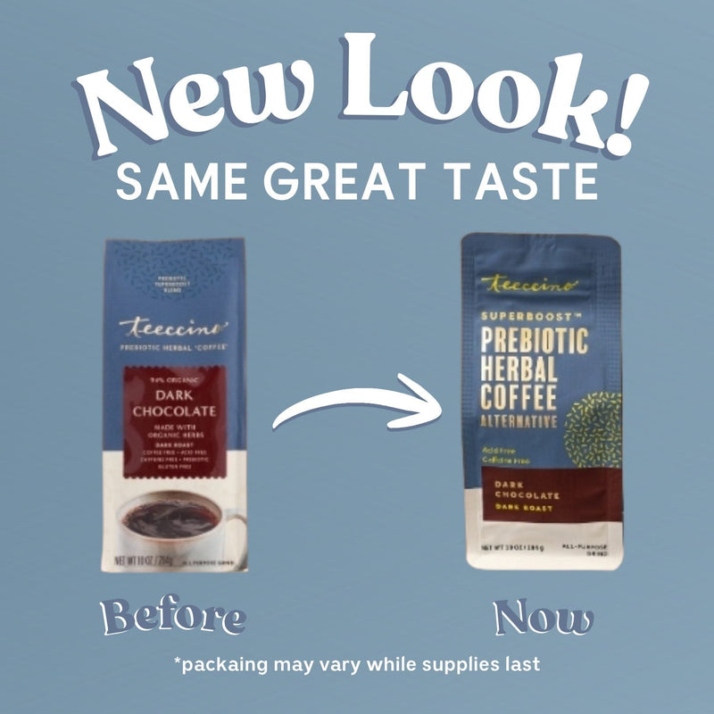Teeccino Dark Chocolate Prebiotic SuperBoost Herbal Coffee Herbal Coffee