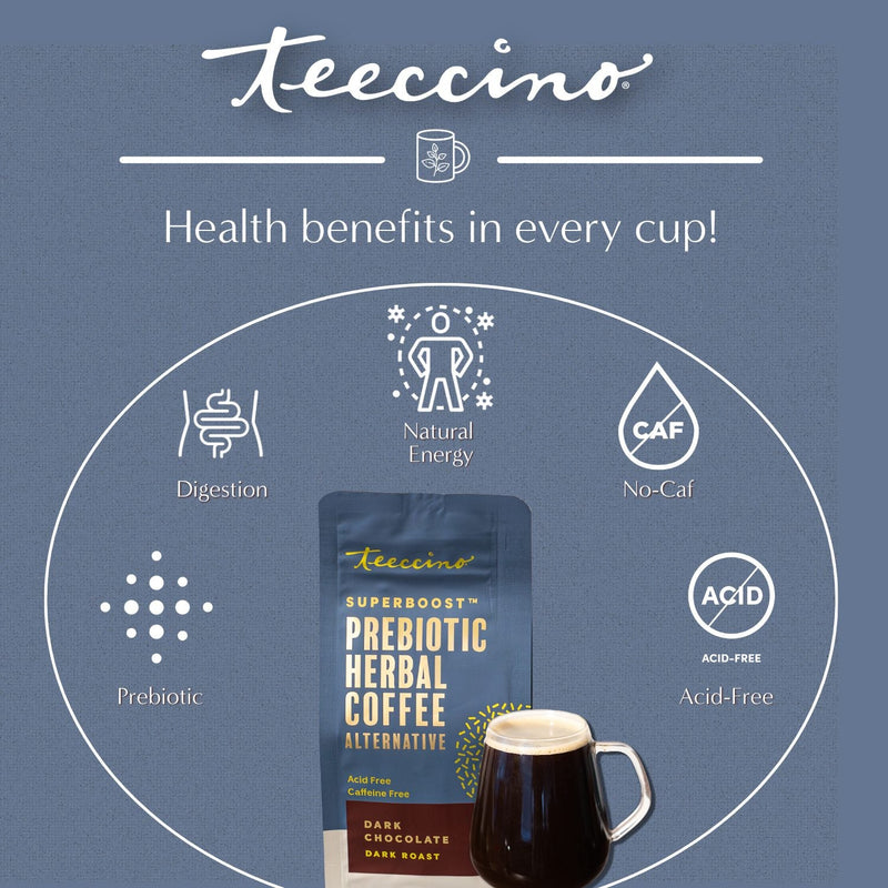 Teeccino Dark Chocolate Prebiotic SuperBoost Herbal Coffee Herbal Coffee