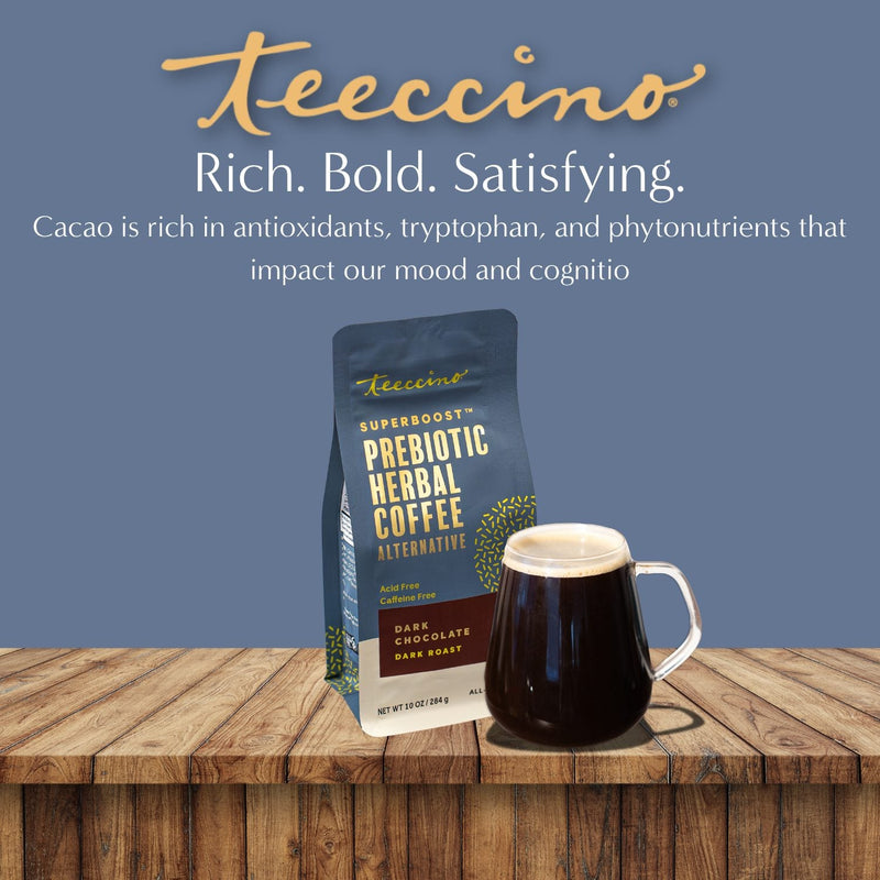 Teeccino Dark Chocolate Prebiotic SuperBoost Herbal Coffee Herbal Coffee