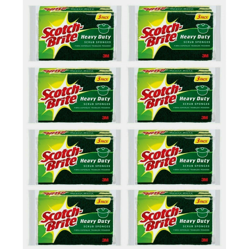 Scotch Brite Scotch Brite MMMHD3 Heavy Duty Scrub Sponge, Yellow & Green, 3 Per Pack Sponges & Scouring Pads Black