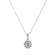 Bids.com .925 Sterling Silver Diamond Accent Sunburst Milgrain 18" Pendant Necklace (I-J Color, I1-I2 Clarity) Necklaces
