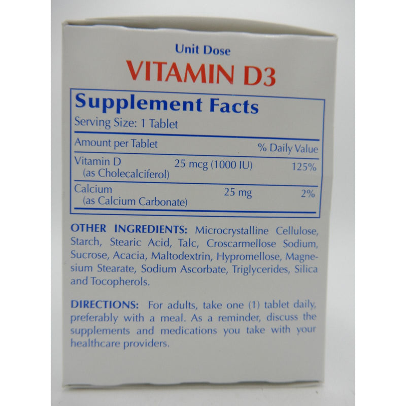 0 Major Vitamin D3 25 Mcg (1000 IU), 100 Unit Dose Tablets 820555033007VL Vitamins & Supplements