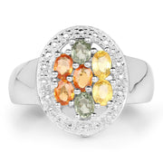 Bids.com 1.54 Carat Genuine Multi Sapphire .925 Sterling Silver Ring Rings