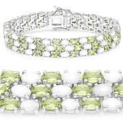 Bids.com 19.73 Carat Genuine Opal and Peridot .925 Sterling Silver Bracelet Bracelets