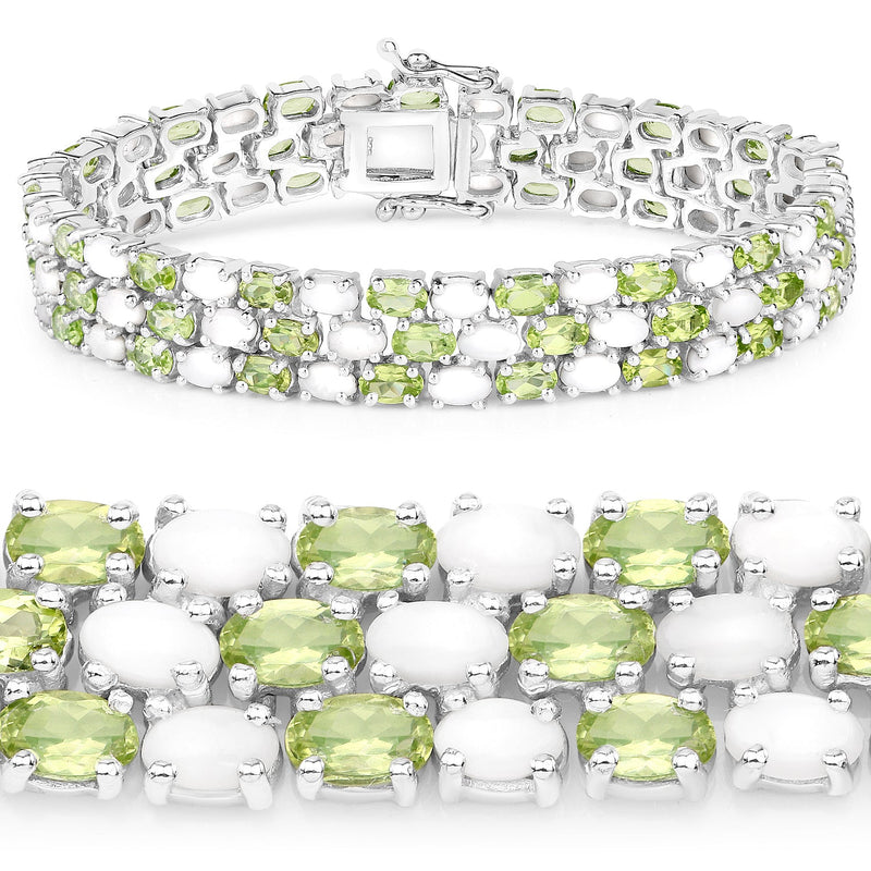 Bids.com 19.73 Carat Genuine Opal and Peridot .925 Sterling Silver Bracelet Bracelets