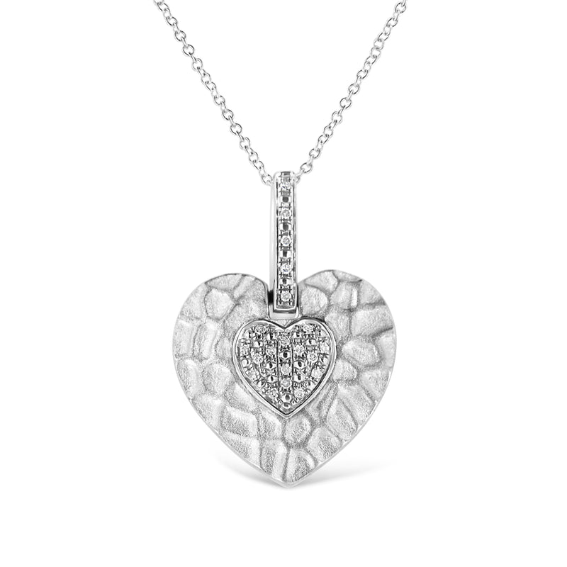 Bids.com .925 Sterling Silver Pave-Set Diamond Accent Heart Shape 18" Pendant Necklace (I-J Color, I1-I2 Clarity) Necklaces