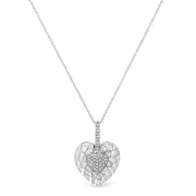 Bids.com .925 Sterling Silver Pave-Set Diamond Accent Heart Shape 18" Pendant Necklace (I-J Color, I1-I2 Clarity) Necklaces