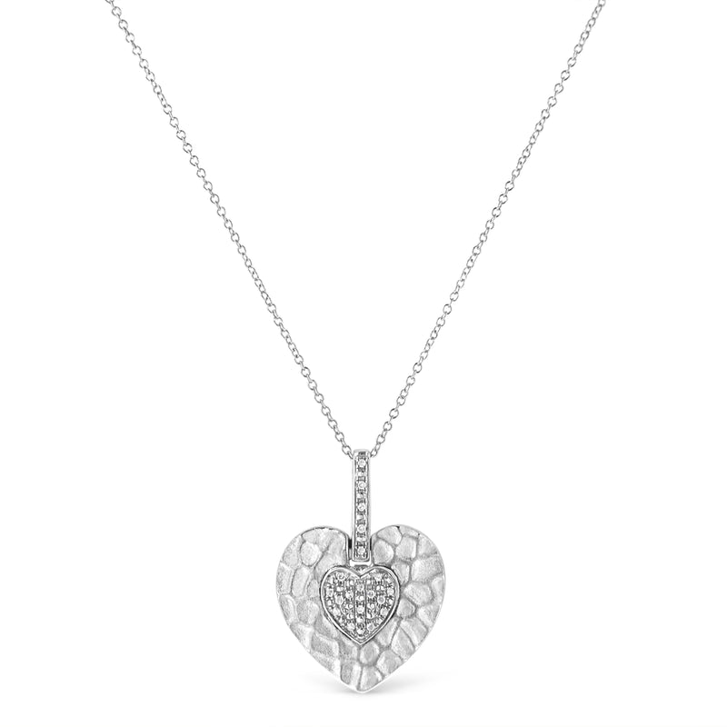 Bids.com .925 Sterling Silver Pave-Set Diamond Accent Heart Shape 18" Pendant Necklace (I-J Color, I1-I2 Clarity) Necklaces
